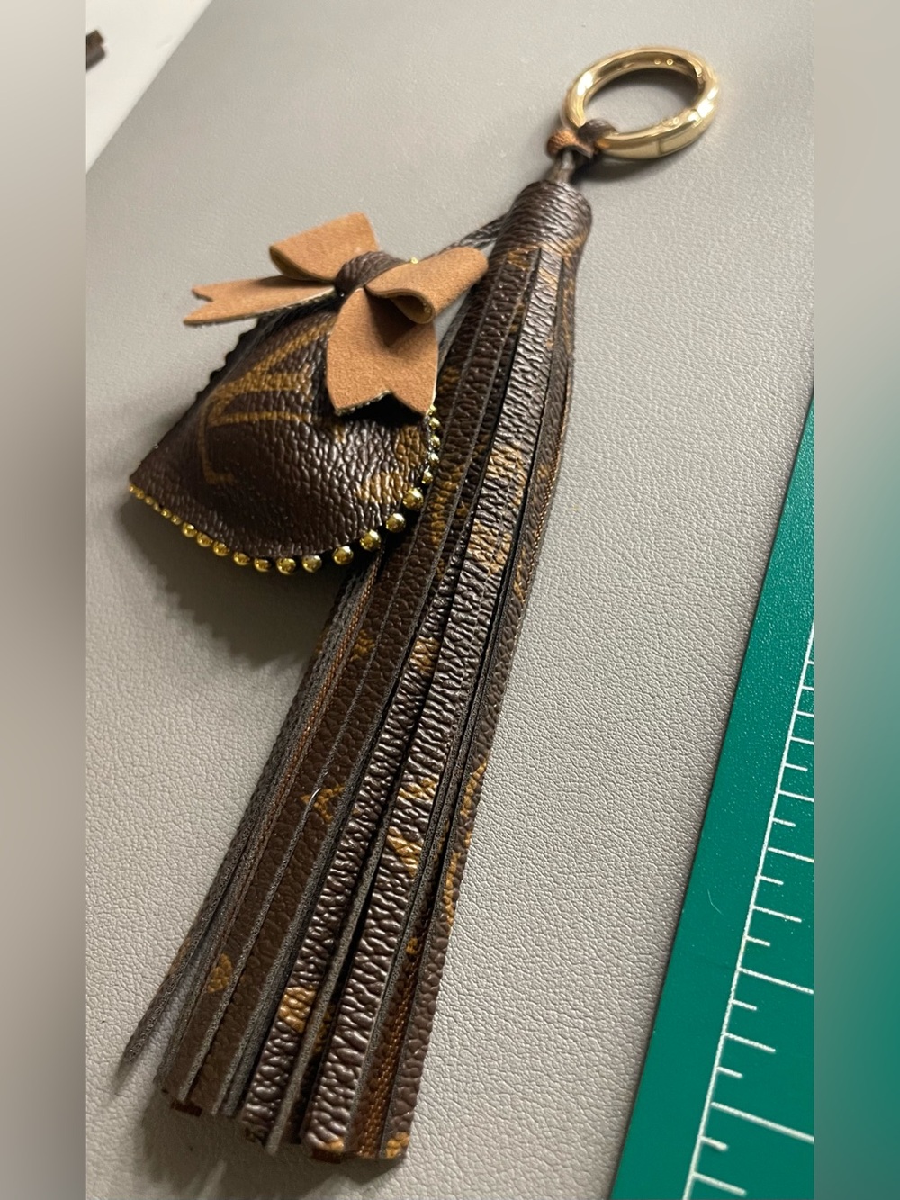 Brown Leather Tassel and Heart Keychain/Purse decor - Picture 5 of 5